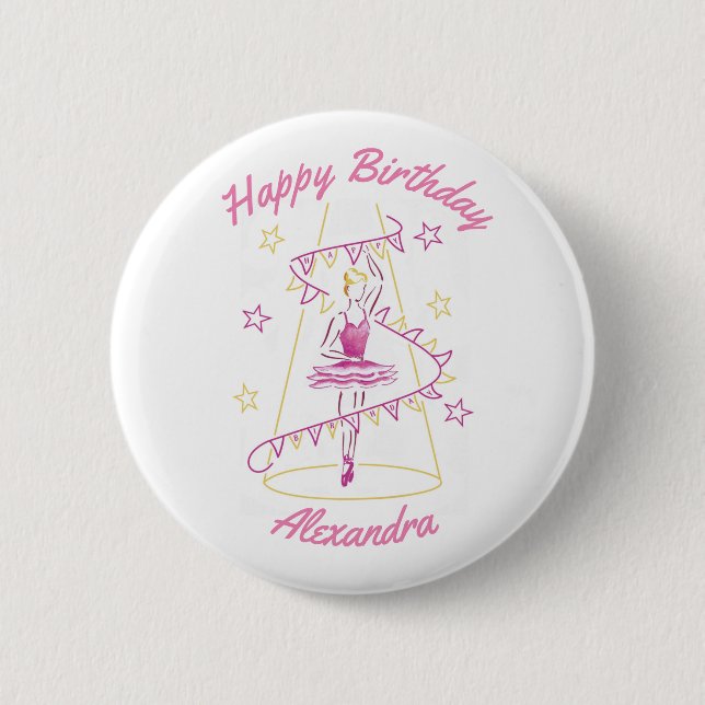 Ballet & Bunting Birthday Badge (Front)