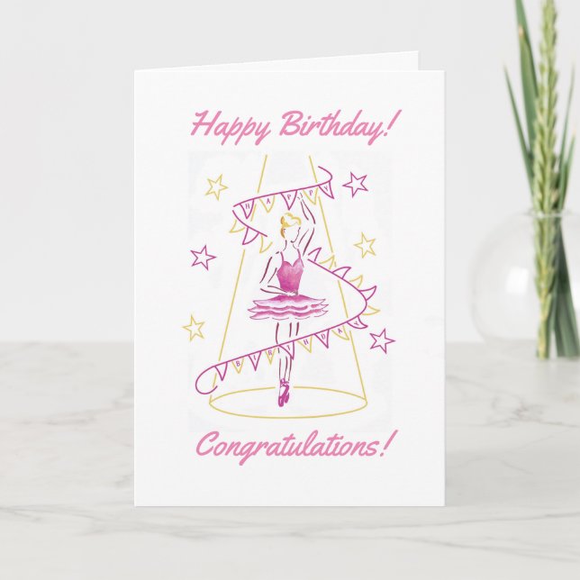 Ballet & Bunting Birthday Card (Front)