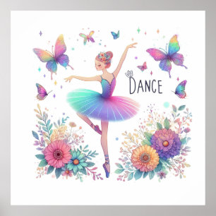 Ballet, Butterflies and Flowers Poster