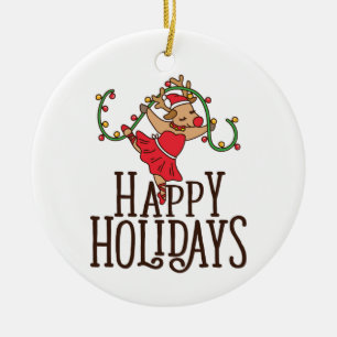 Ballet Christmas Reindeer Ballerina Ceramic Tree Decoration