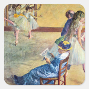 Ballet Class, the Dance Hall by Edgar Degas Square Sticker
