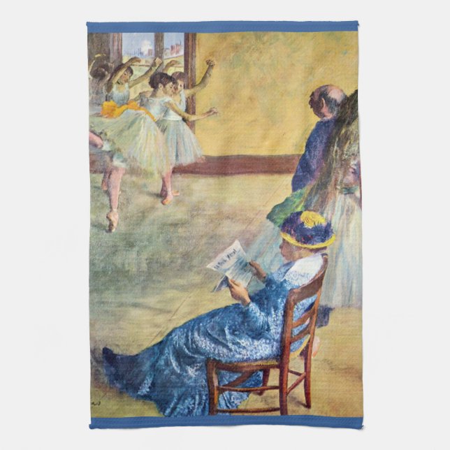 Ballet Class, the Dance Hall by Edgar Degas Tea Towel (Vertical)
