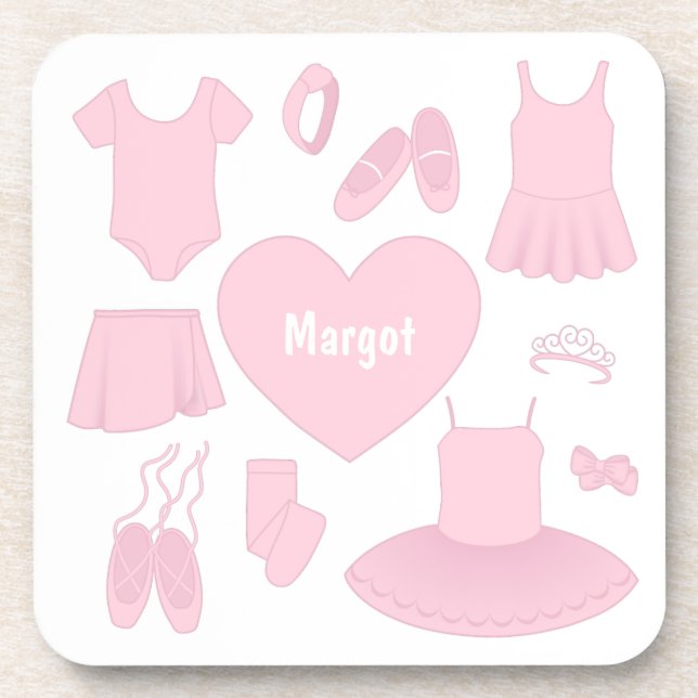 Ballet Clothes Coaster - White Background (Front)
