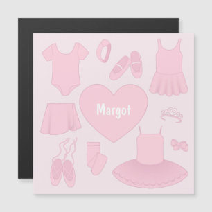 Ballet Clothes Magnetic Card - Pink Background