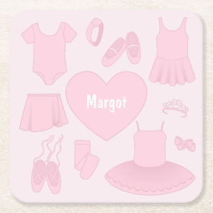 Ballet Clothes Paper Coaster - Pink Background