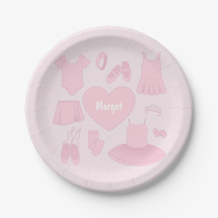 Ballet Clothes Paper Plate - Pink Background