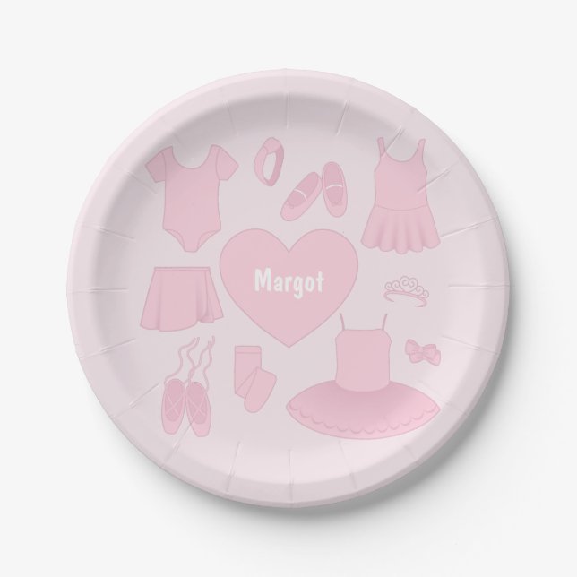 Ballet Clothes Paper Plate - Pink Background (Front)