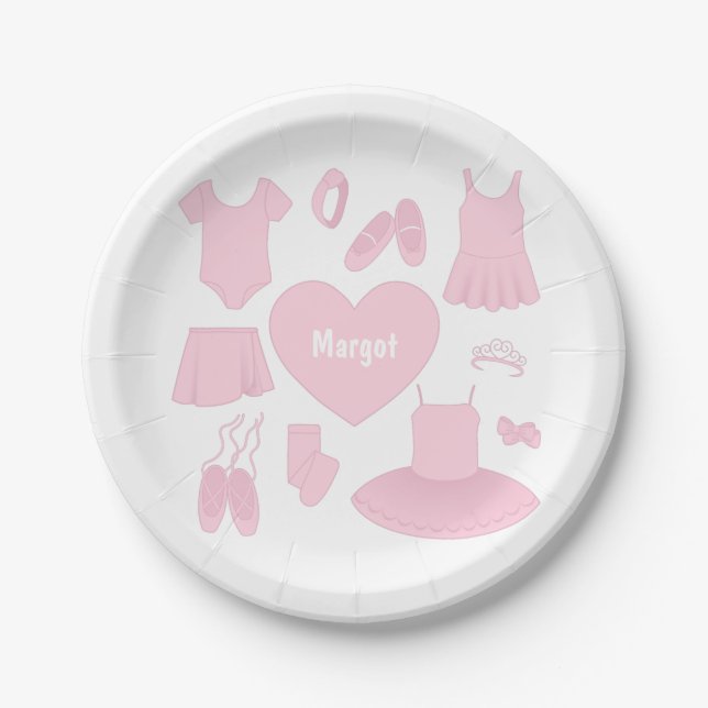 Ballet Clothes Paper Plate - White Background (Front)