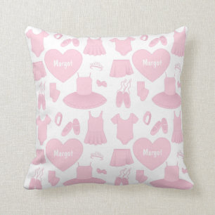 Ballet Clothes Pattern Pillow - White Background