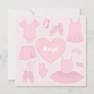 Ballet Clothes Square Card - Light Pink Background