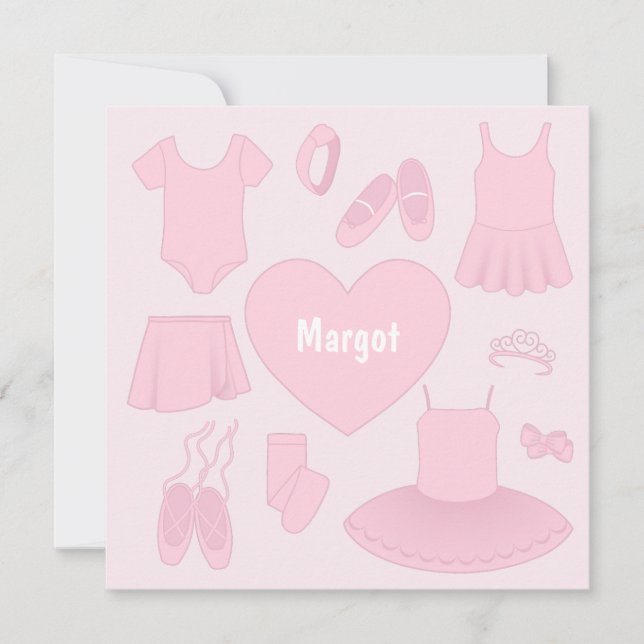 Ballet Clothes Square Card - Light Pink Background (Front)