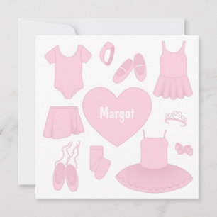 Ballet Clothes Square Card - White Background