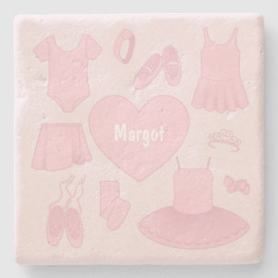 Ballet Clothes Stone Coaster - Pink Background