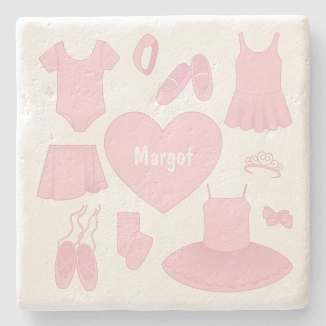 Ballet Clothes Stone Coaster - White Background (Front)
