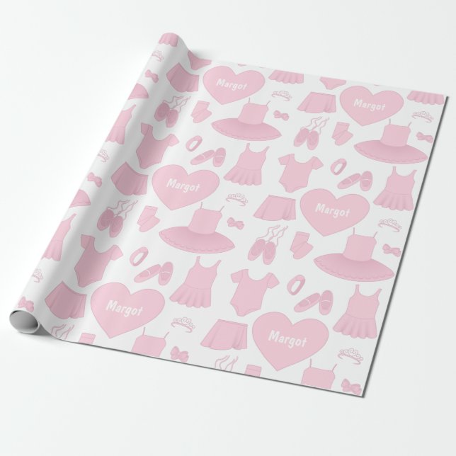 Ballet Clothes Wrapping Paper - White Background (Unrolled)