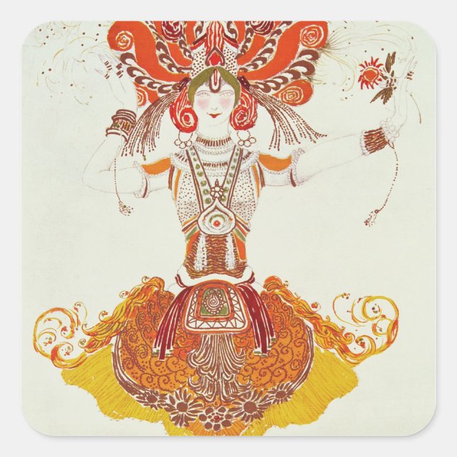 Ballet Costume for 'The Firebird', by Stravinsky Square Sticker (Front)