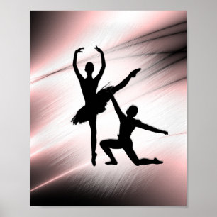 Ballet Couple Dance Pink Accent Poster