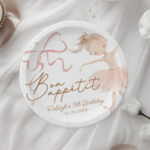 Ballet Cute Girls' Pastel Ballerina Birthday Paper Plate