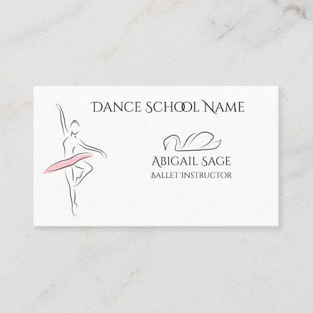 Ballet Dance Ballerina and Swan Professional Business Card (Front)