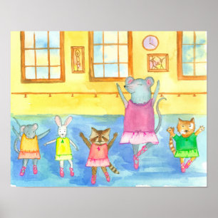 Ballet Dance Class Animals Poster