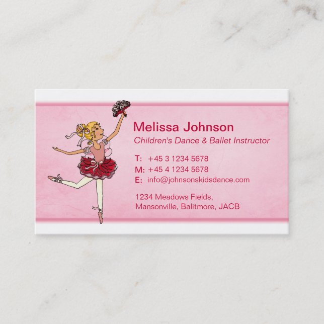 Ballet dance instructor teacher business cards (Front)