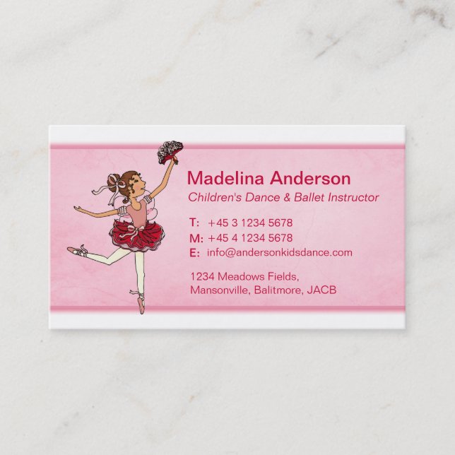 Ballet dance instructor teacher business cards (Front)