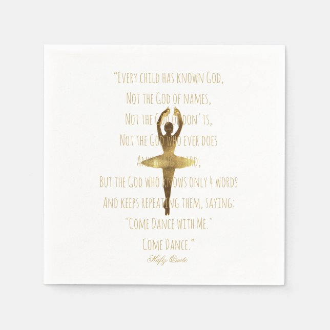 Ballet Dance Party Gold Ballerina Quote Typography Napkin (Front)