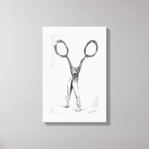 Ballet dance Scissors Ballerina Surreal drawing Canvas Print
