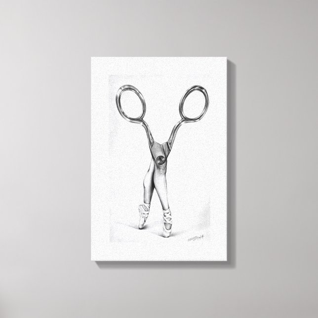 Ballet dance Scissors Ballerina Surreal drawing Canvas Print (Front)