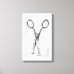 Ballet dance Scissors Ballerina Surreal drawing Canvas Print