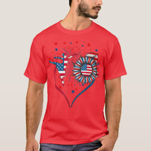 Ballet Dance Sunflower American Flag 4th Of July P T-Shirt