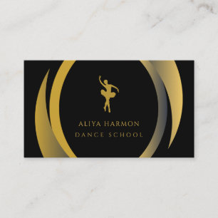 Ballet Dance Teacher Dance Instructor Black Gold Business Card