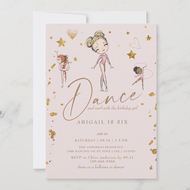 Ballet Dance & Twirl Birthday Party Invitation (Front)