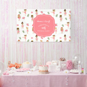 Ballet Dance & Twirl Pink Ballerina Birthday  Banner