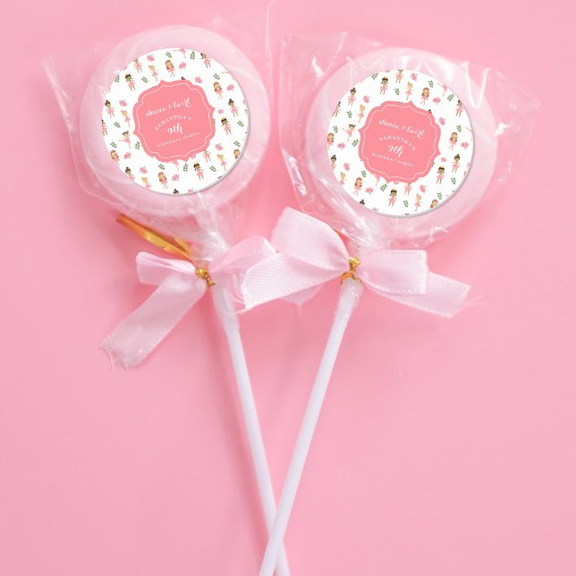 Ballet Dance & Twirl Pink Ballerina Birthday  Classic Round Sticker (Ballet Dance & Twirl Pink Ballerina Birthday Classic Round Sticker)