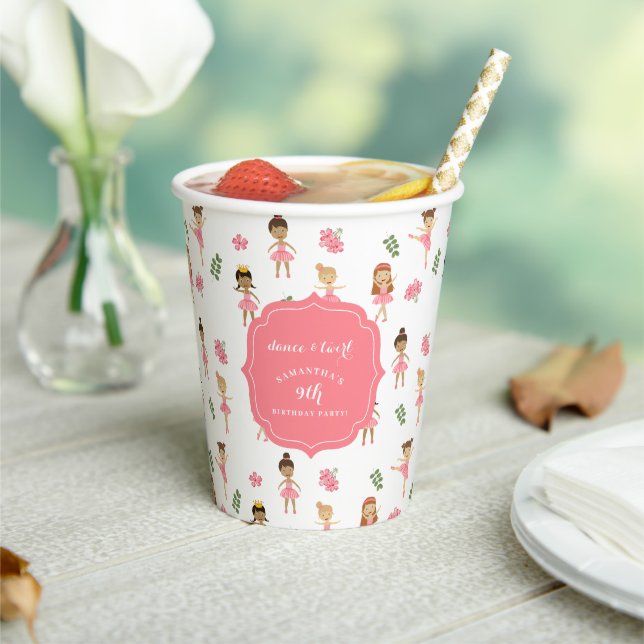 Ballet Dance & Twirl Pink Ballerina Birthday  Paper Cups (Insitu)