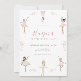 Ballet Dancer Ballerina Birthday Party Invitation