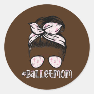 Ballet Dancer Ballerina Messy Bun Hair For Dance Classic Round Sticker
