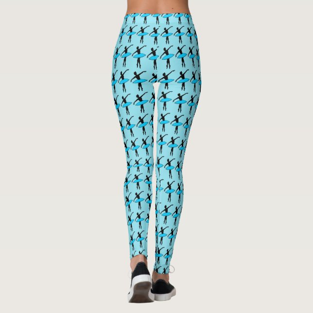 Ballet Dancer Ballerina Silhouette Leggings Blue (Back)