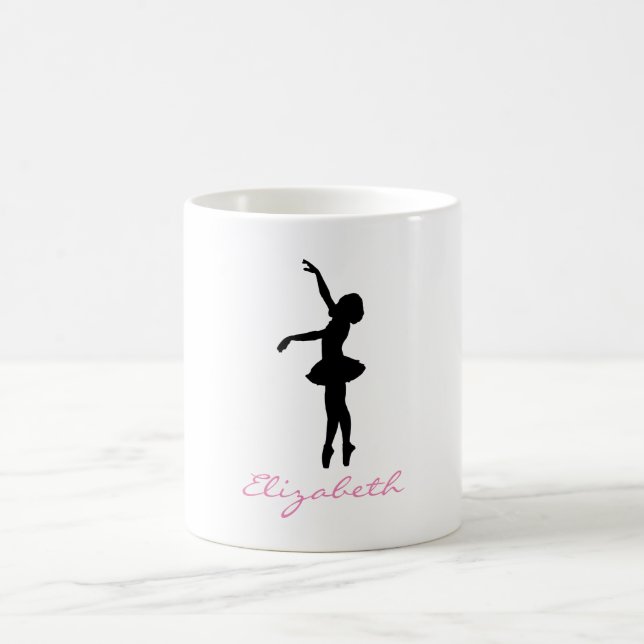 Ballet Dancer Black Silhouette Personalised Coffee Mug (Center)