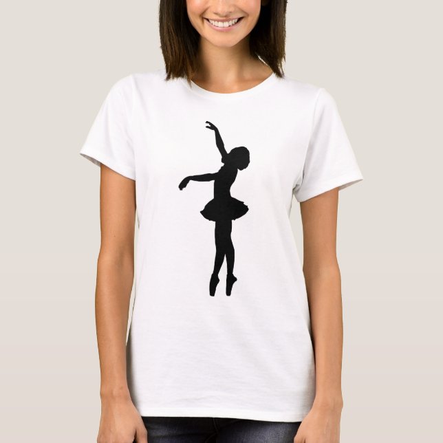 Ballet Dancer Black Silhouette T-Shirt (Front)