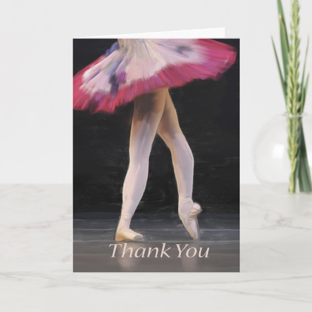 Ballet Dancer Blank Thank Greeting Card (Front)