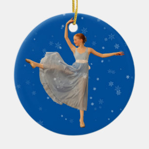 Ballet Dancer Christmas Ornament on Blue