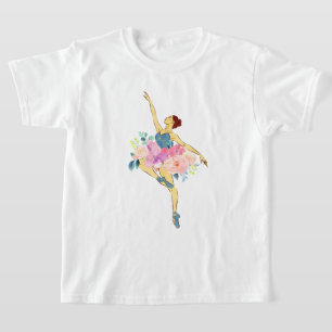 Ballet Dancer Dance Girl Ballerina Flower Floral T-Shirt