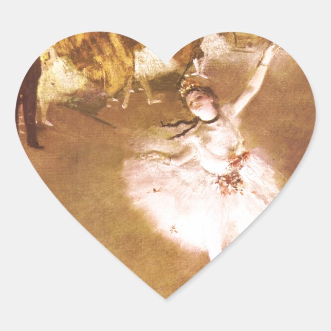 Ballet Dancer Degas Star Painting Heart Sticker (Front)