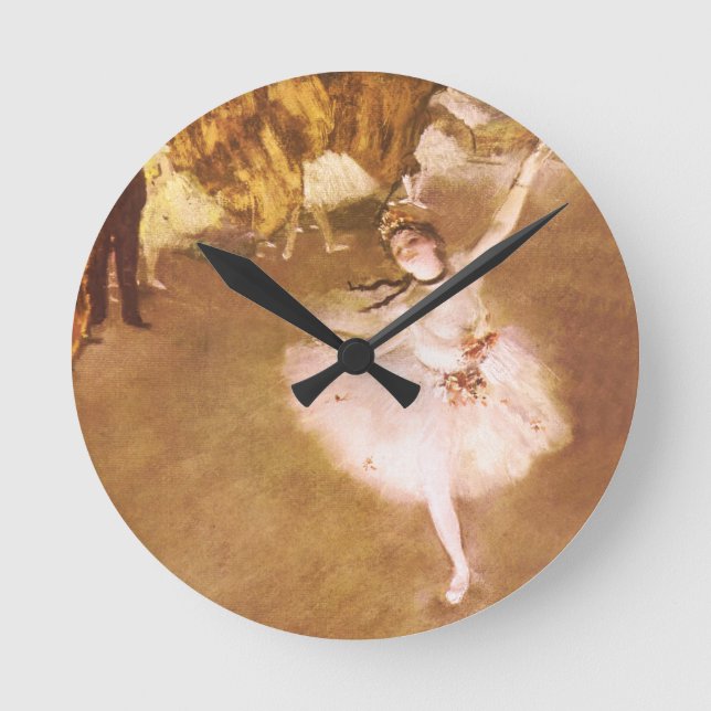 Ballet Dancer Degas Star Painting Round Clock (Front)