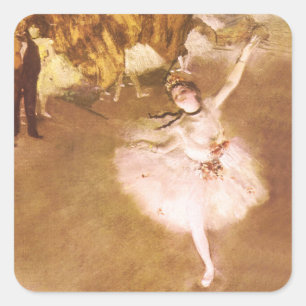 Ballet Dancer Degas Star Painting Square Sticker