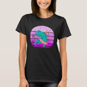Ballet Dancer Dino Ballerina Rex Retro Sunset Dino T-Shirt
