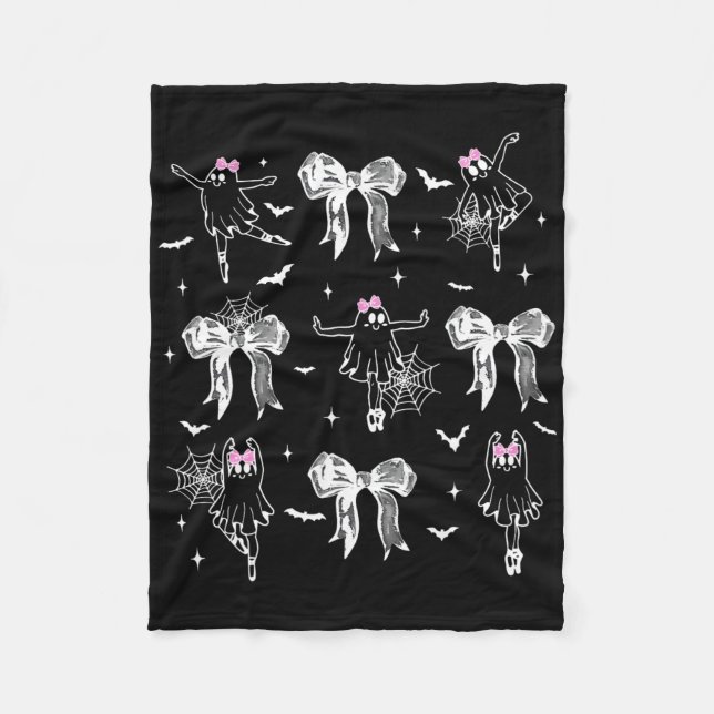 Ballet Dancer Ghost Coquette Bow Halloween Balleri Fleece Blanket (Front)
