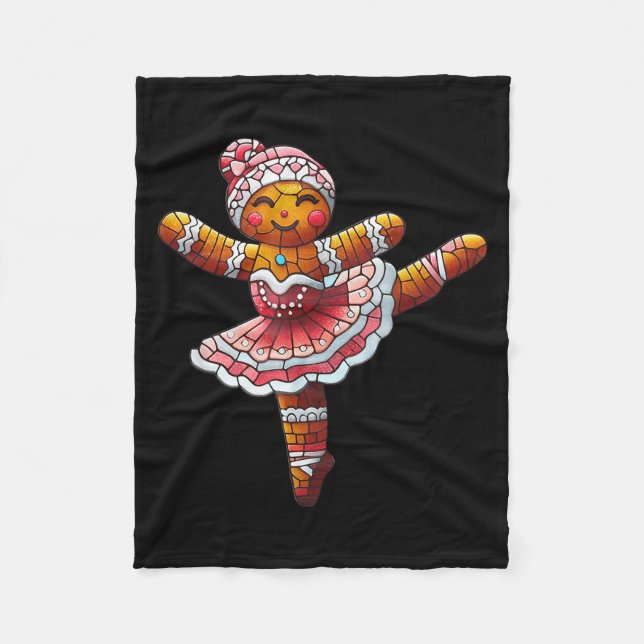 Ballet Dancer Gingerbread Christmas Dance Teacher  Fleece Blanket (Front)